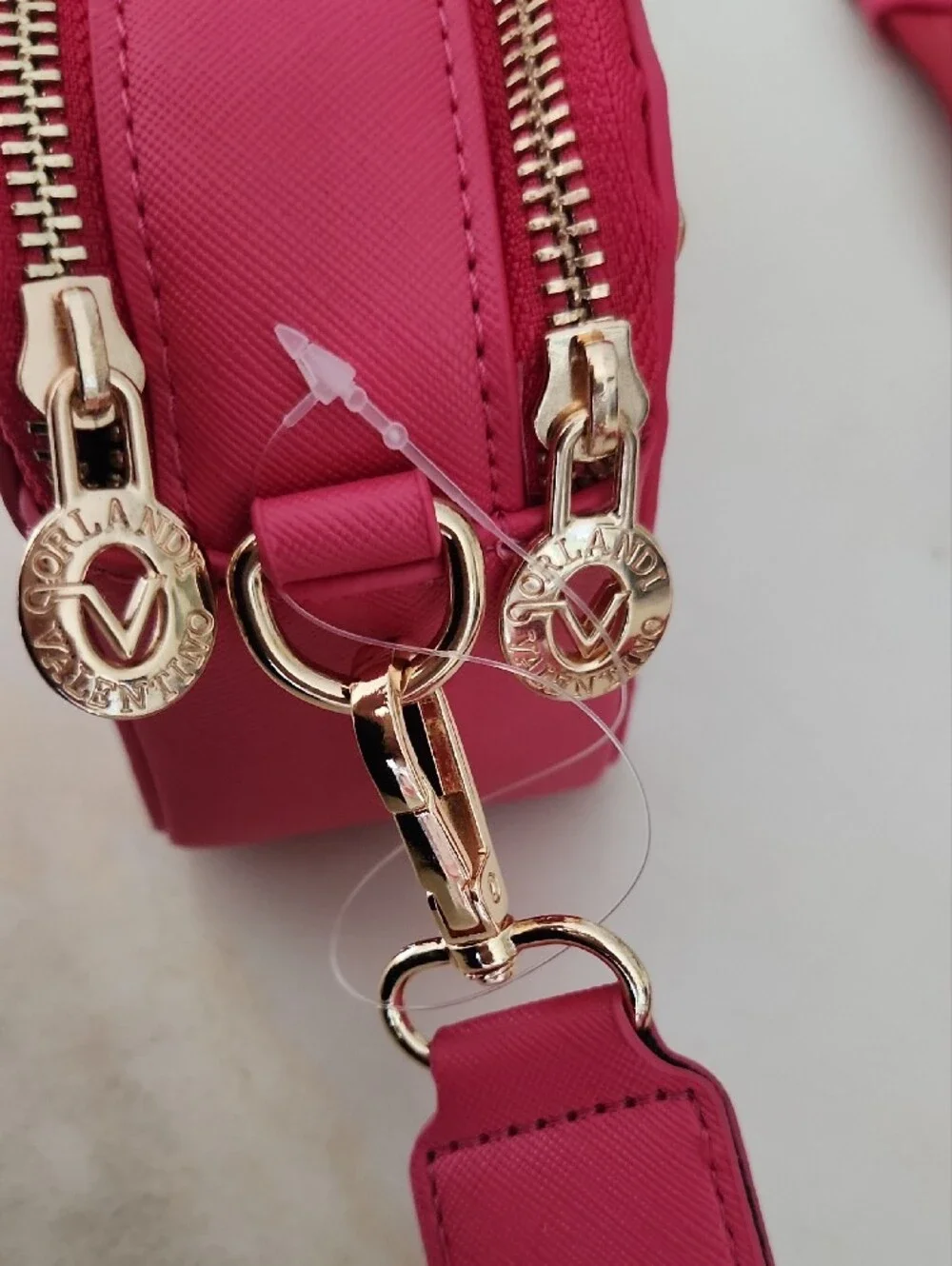 Valentino Pink Studded Crossbody Camera Bag with Branded Strap